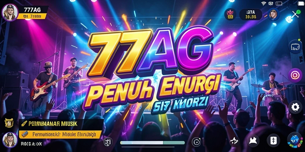 Tampilan gameplay seru dalam 77AG dengan berbagai lagu dan tantangan.