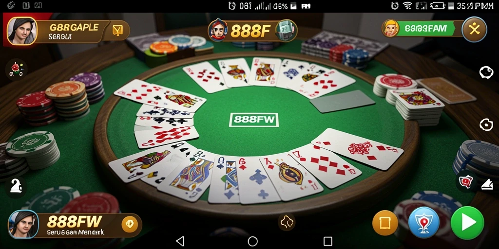 Screenshot gameplay Gaple di 888FW dengan tampilan menarik.