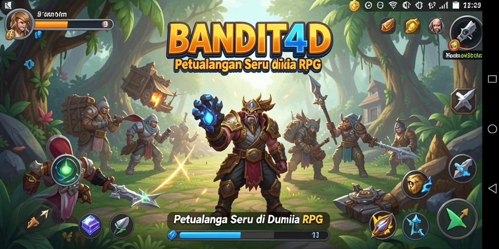Screenshot utama BANDIT4D menampilkan aksi seru dalam pertempuran RPG.