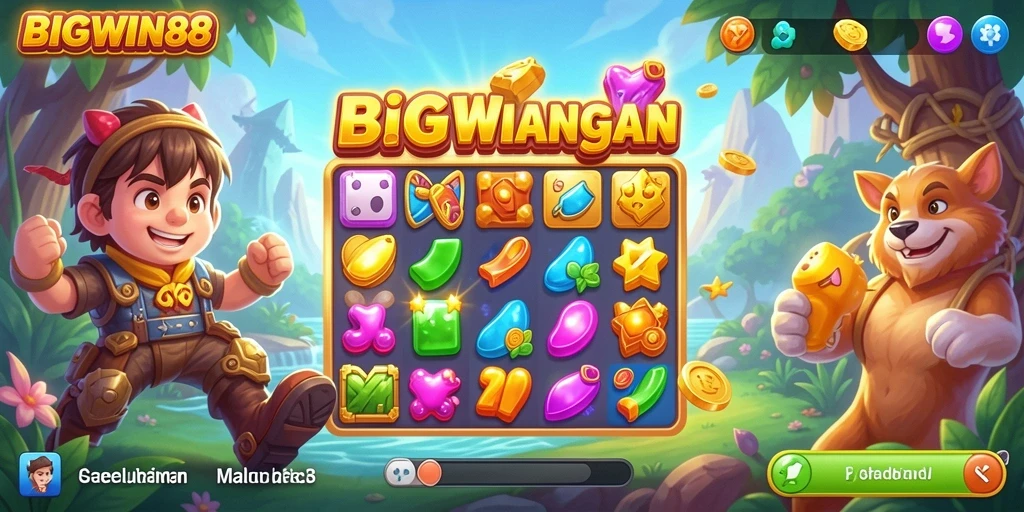 Screenshot gameplay BIGWIN88 menampilkan keseruan mencocokkan objek.