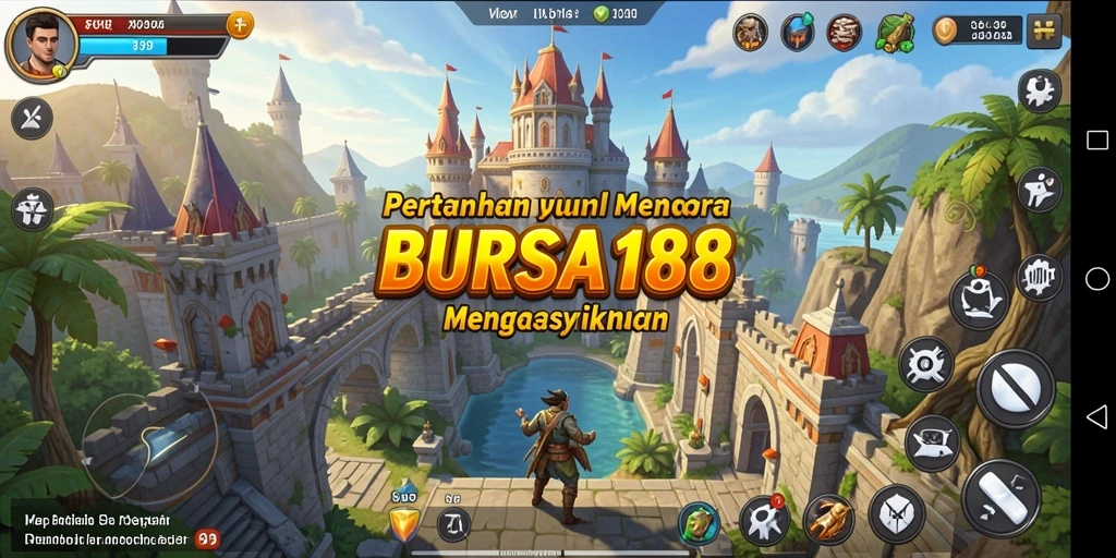 Screenshot BURSA188 menampilkan momen strategis menara melawan gelombang musuh.