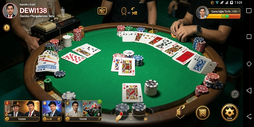 Tampilan seru gameplay DEWI138 saat bermain Gaple.
