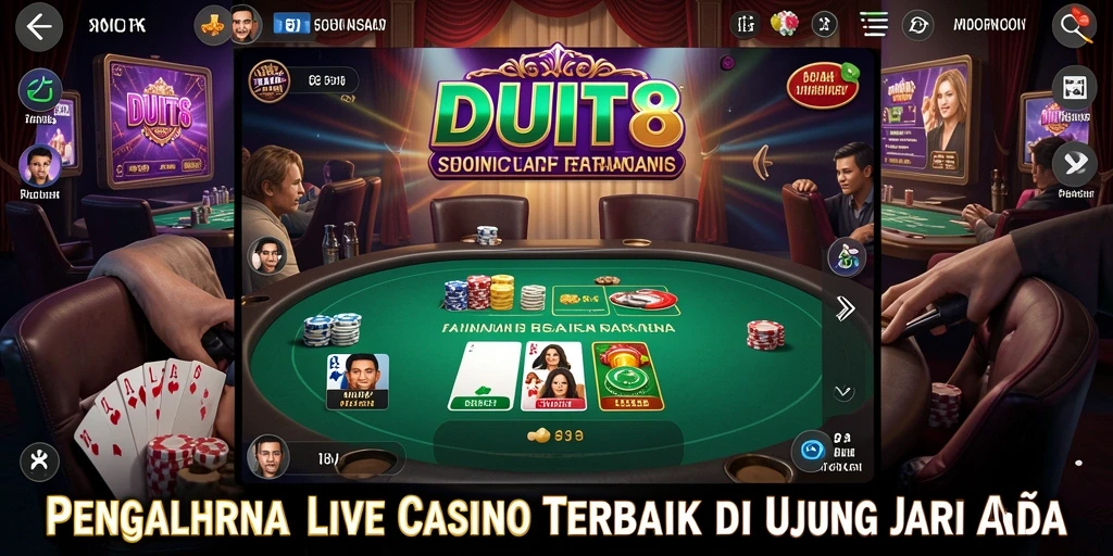 Tampilan gameplay Live Casino yang imersif dan menarik di DUIT8.