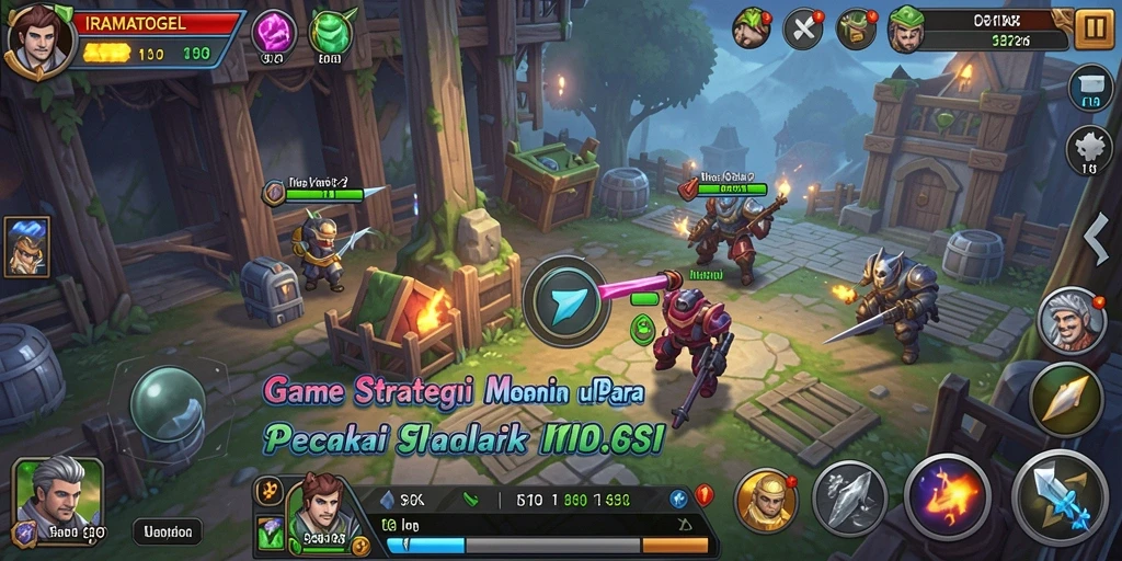 Tangkapan layar gameplay IRAMATOGEL yang menunjukkan aksi strategi yang intens.