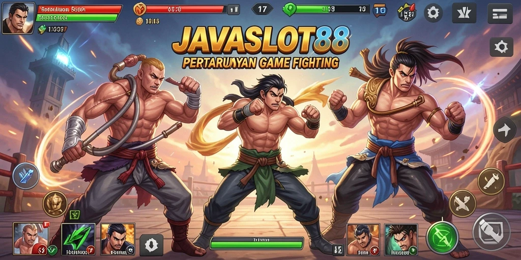 Tampilan gameplay pertarungan dalam JAVASLOT88 yang menegangkan dan menyenangkan.