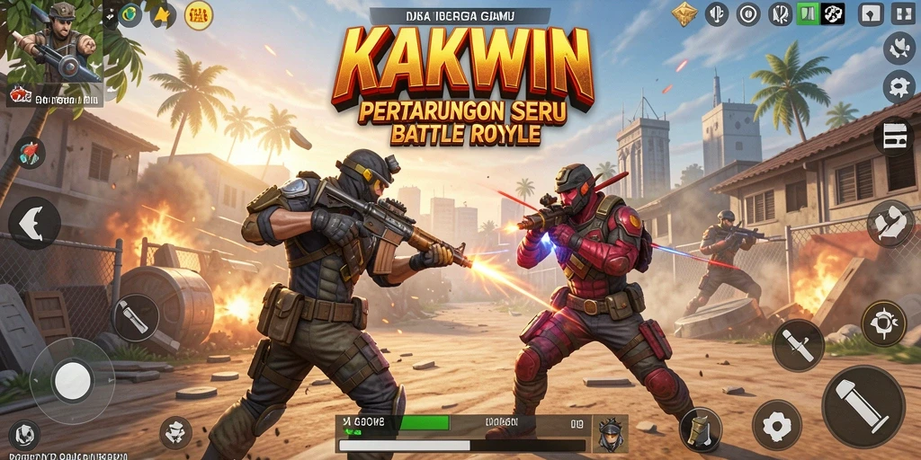Screenshot dari gameplay seru KAKWIN dalam pertarungan Battle Royale.