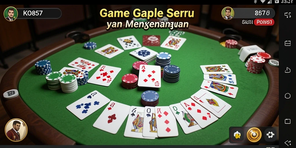 Tampilan gameplay KO857 menampilkan keseruan bermain Gaple dengan teman.