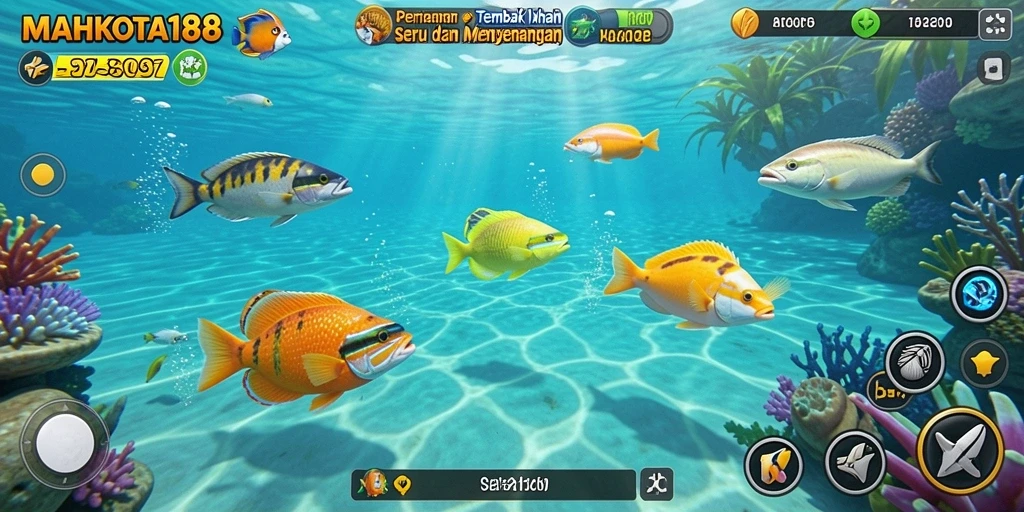 Tampilan gameplay seru di MAHKOTA188 saat memburu ikan.