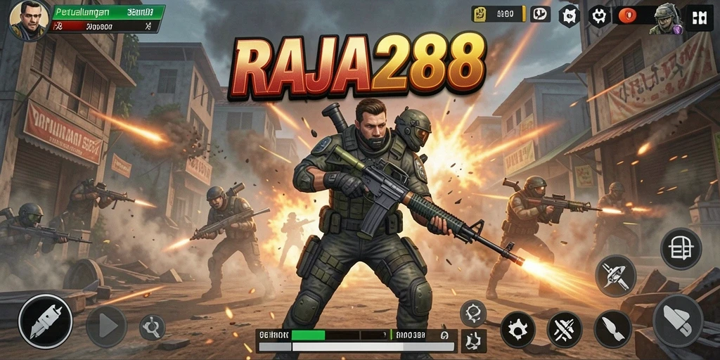 Tampilan aksi intens RAJA288 saat bertarung melawan musuh.