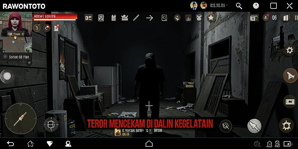 Screenshot menunjukkan momen mencekam dalam gameplay RAWONTOTO.