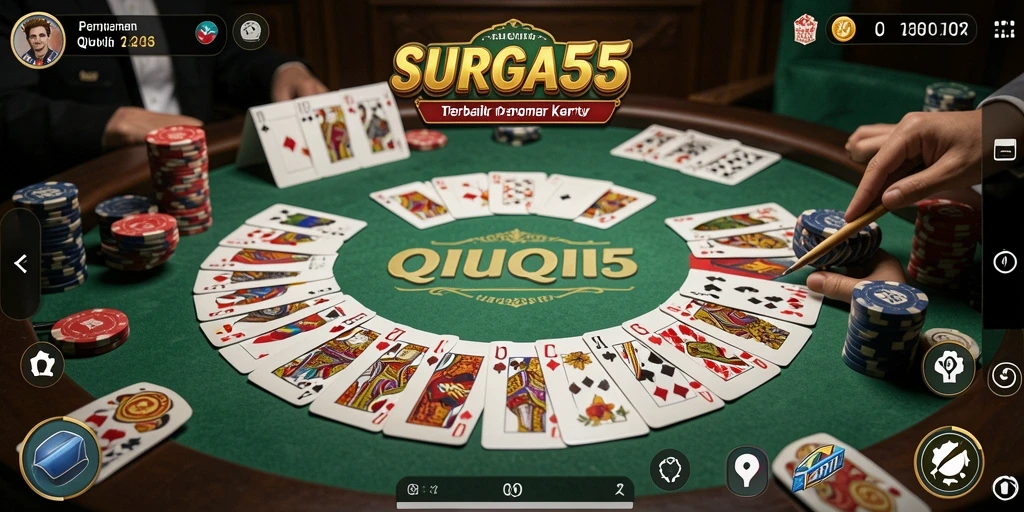 Screenshot dari gameplay SURGA55 yang menampilkan aksi seru QiuQiu.