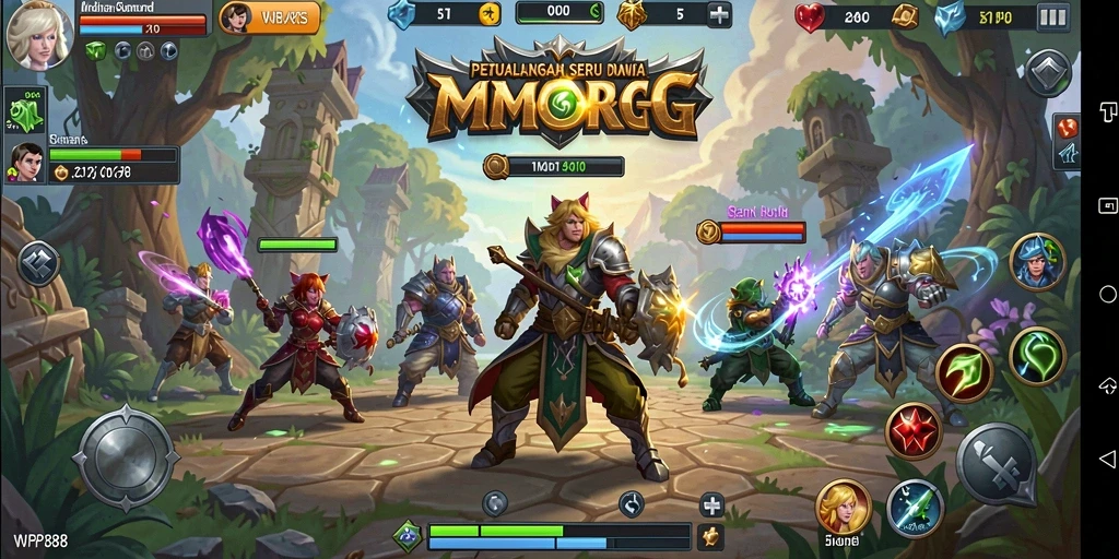 Screenshot gameplay WP888 menampilkan aksi seru dalam pertempuran MMORPG.