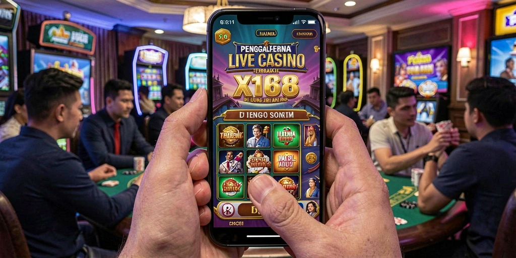 Tampilan screenshot X168 menunjukkan dealer profesional dan permainan Live Casino yang mendebarkan.